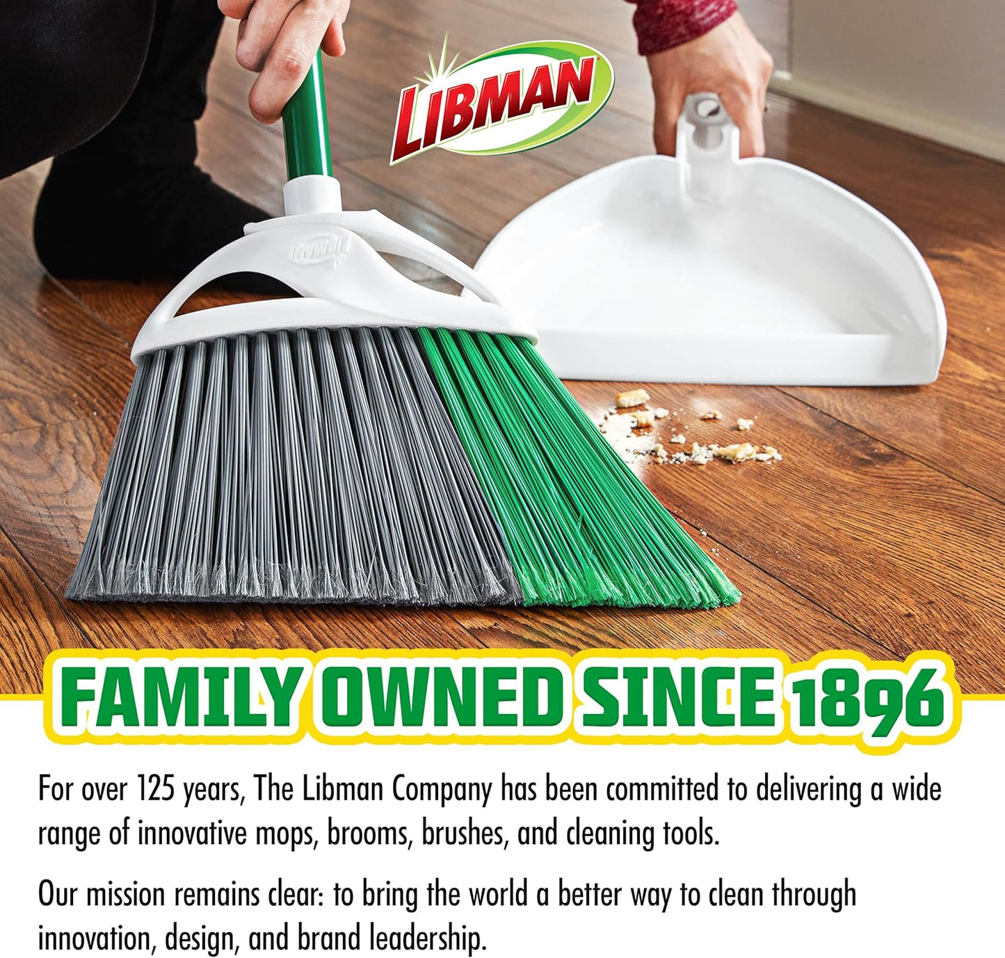 Libman FlexTech 빗자루, 쓰레받기 콤보 세트, 실내 및 실외 바닥 청소용, 애완동물, 강아지 털 빗자루, 139.7cm(55인치) 정밀 각도 빗자루, 손잡이 3개, 너비 27.9cm(11인치), 너비 26cm(10.25인치) 더스트 팬