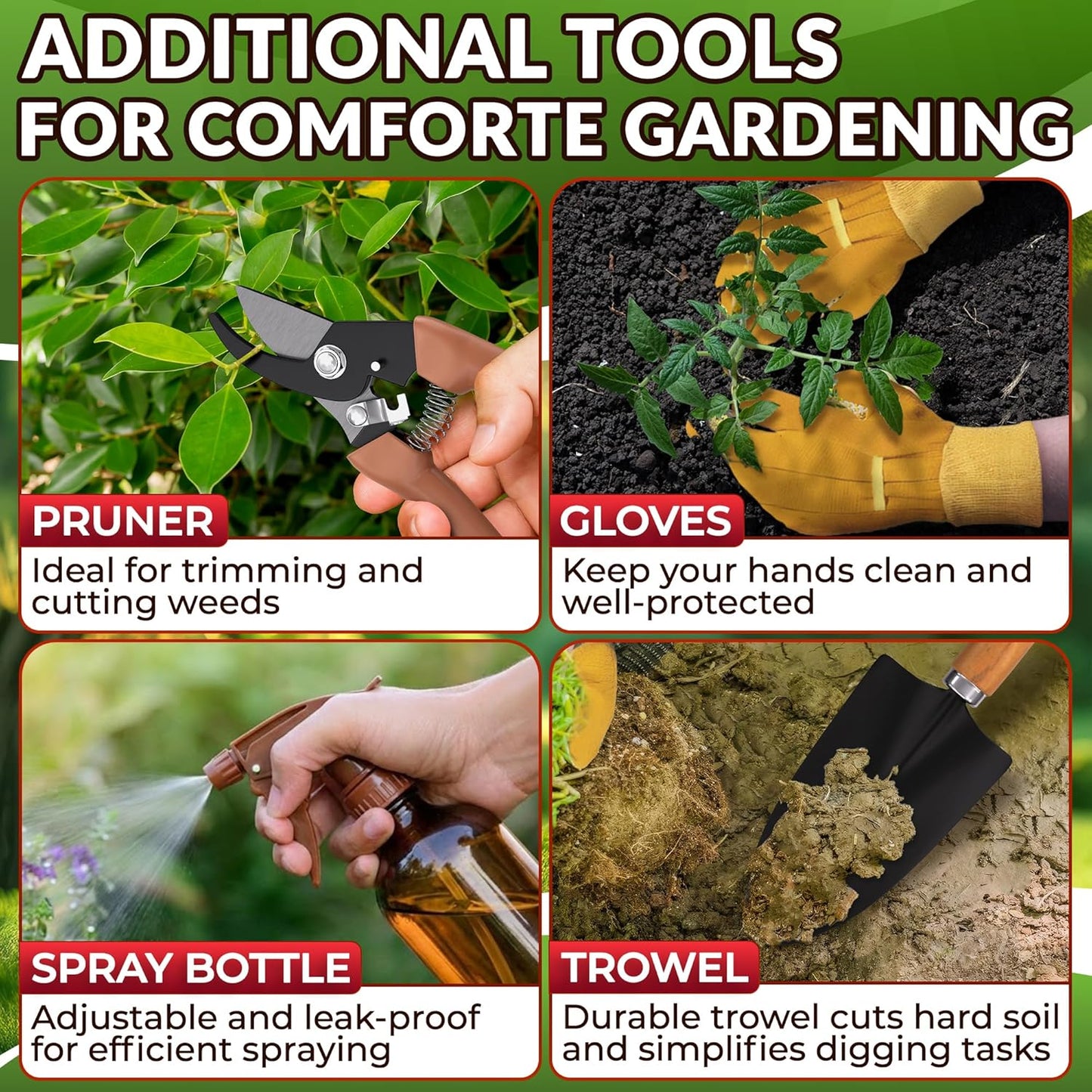10 Pcs Gardening Tool Set for Women – All-in-One Garden Tools Set with