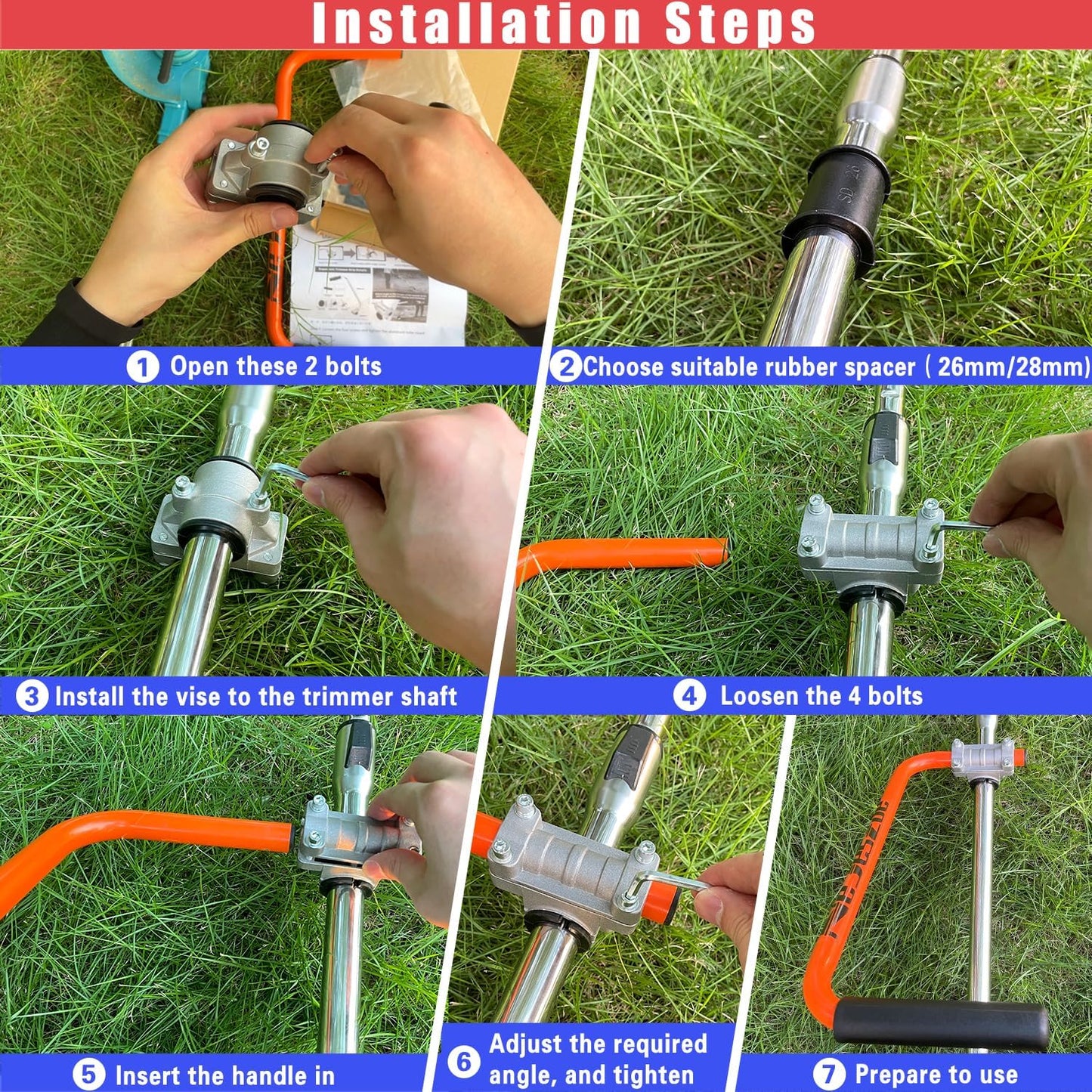 Ergonomic Trimmer Grip for Weed Wackers Extension Handle, String Trimm