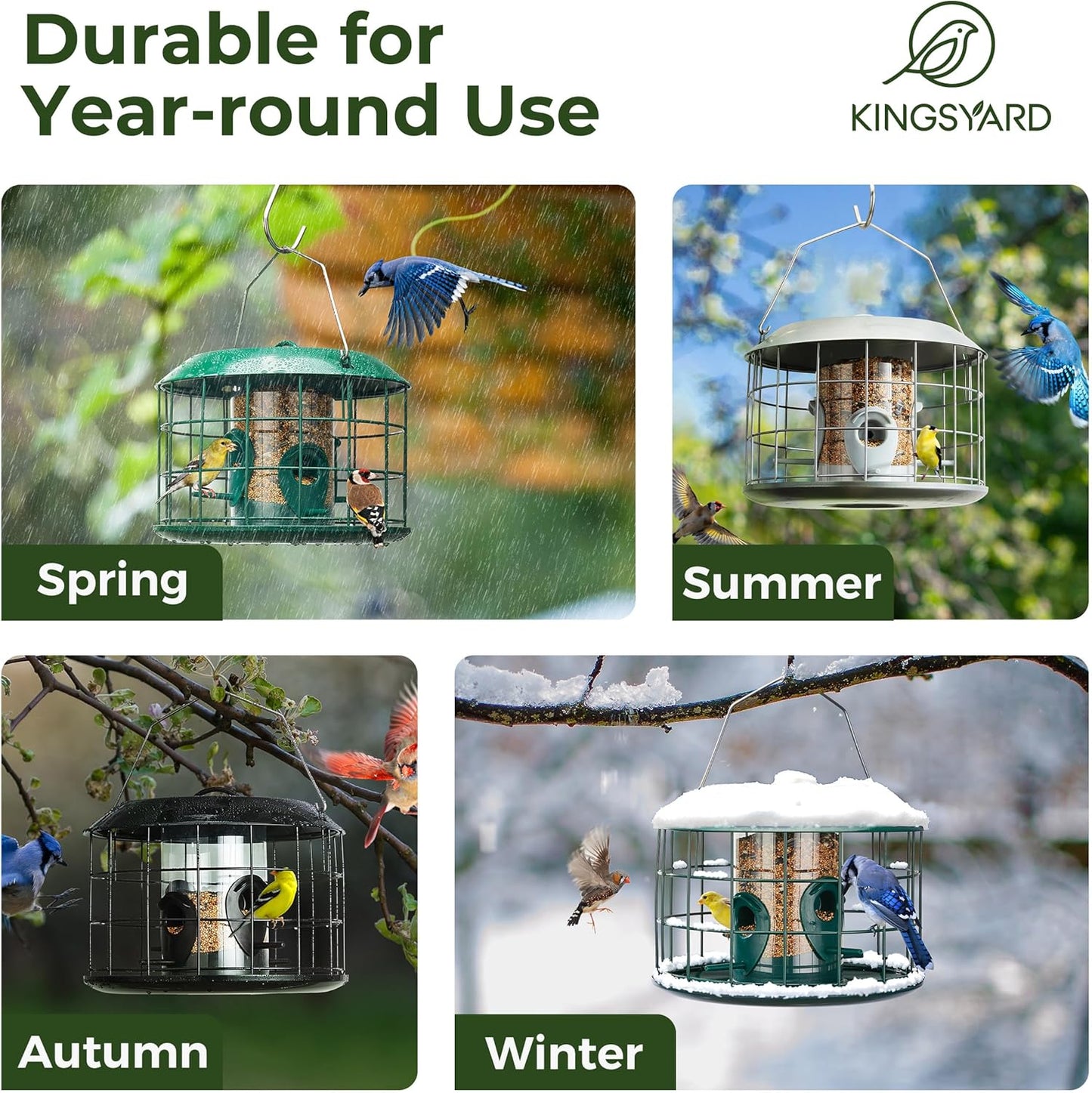 Kingsyard Tube Squirrel Proof Bird Feeders for Outdoor Hanging, Metal
