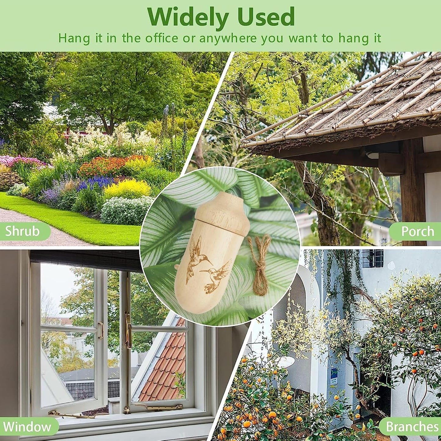 Thread Detachable Hummingbird Houses,Natural Wooden Hummingbird Houses for Outside Hanging,Premium Bird Houses for Garden Window Outdoor Home,3 Packs,A