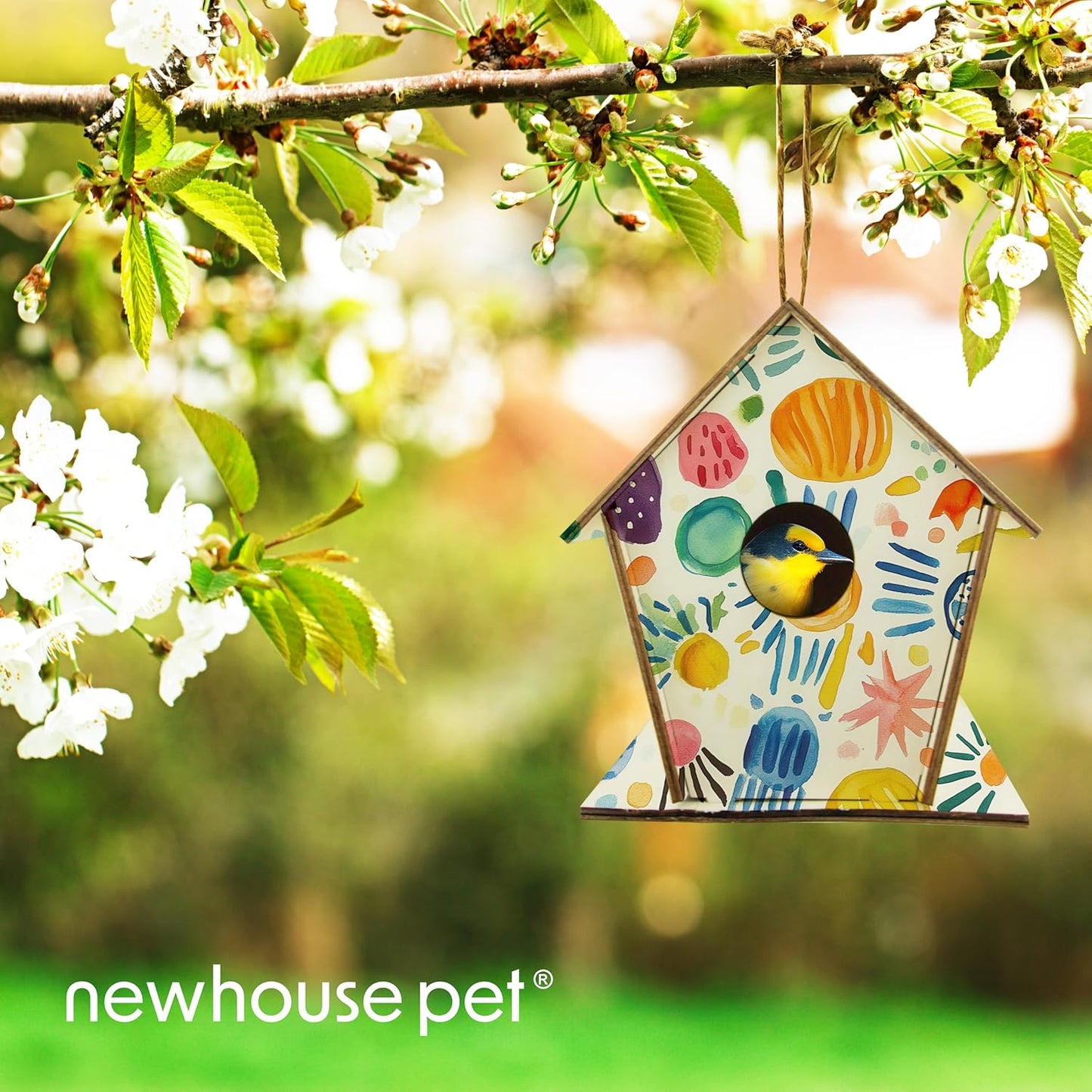 Newhouse Pet DIY Wooden Birdhouse Kit NHP-DIYH-SQ, Easy-to-Build DIY Birdhouse Kit for Kids, Arts and Crafts for Adults and Kids, Bird House for Outside with Weather-Resistant Acrylic Paints