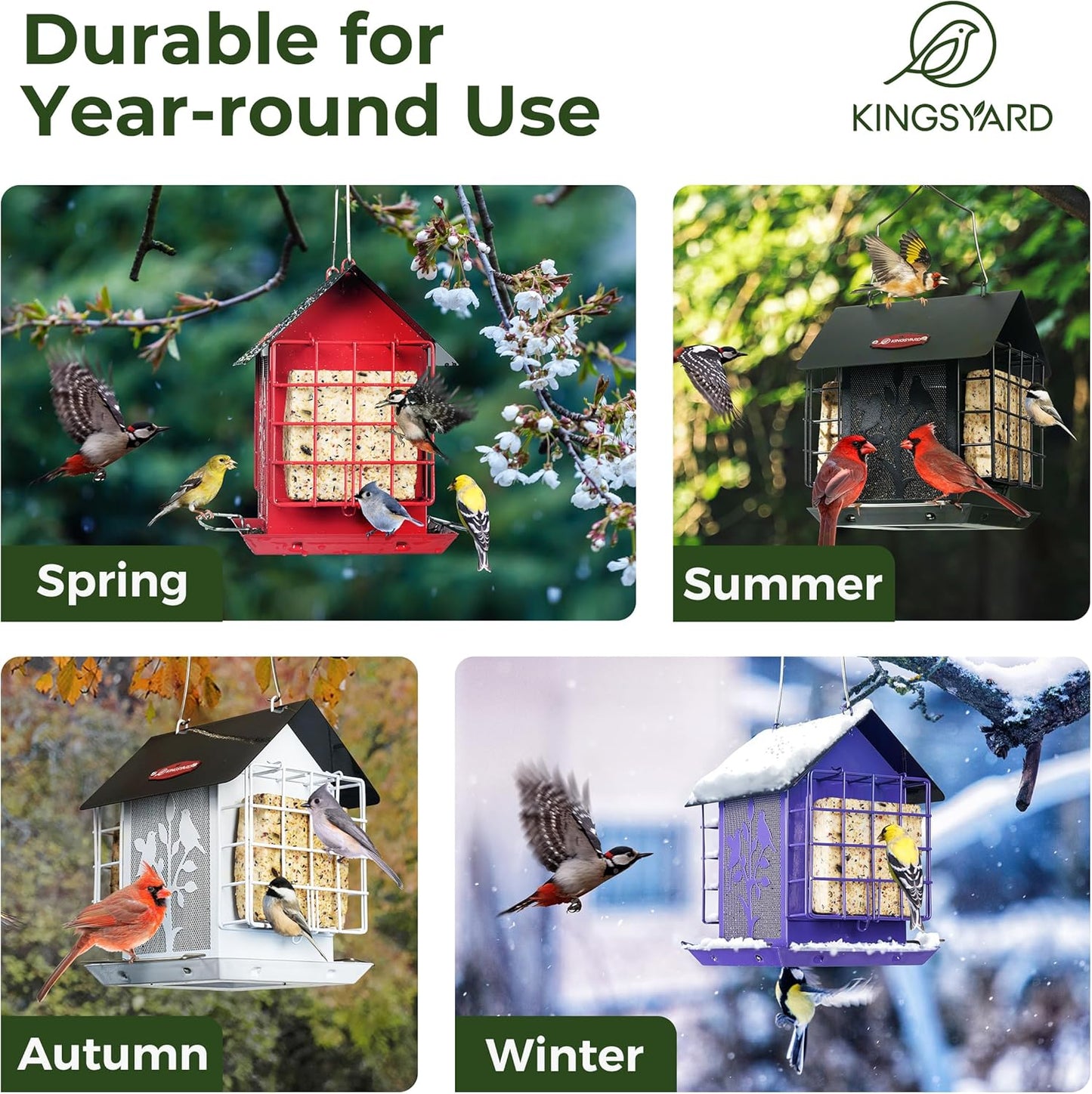 Kingsyard Metal Bird Feeder for Outdoor Hanging, Wild Bird Feeder with