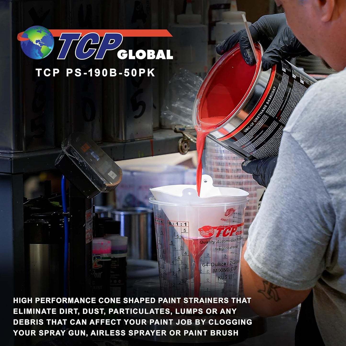 TCP Global - 190 Micron Filter Tips Ultra-Fine Paint Strainer (50 Pack