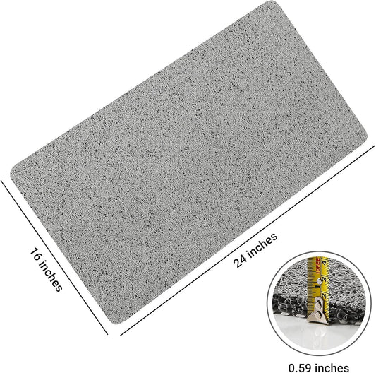 LuxStep Shower Mat Bathtub Mat,24x16 inch, Non-Slip Bath Mat with Drain, Quick Drying PVC Loofah Bathmat for Tub,Shower,Bathroom (Phthalate Free,Grey)