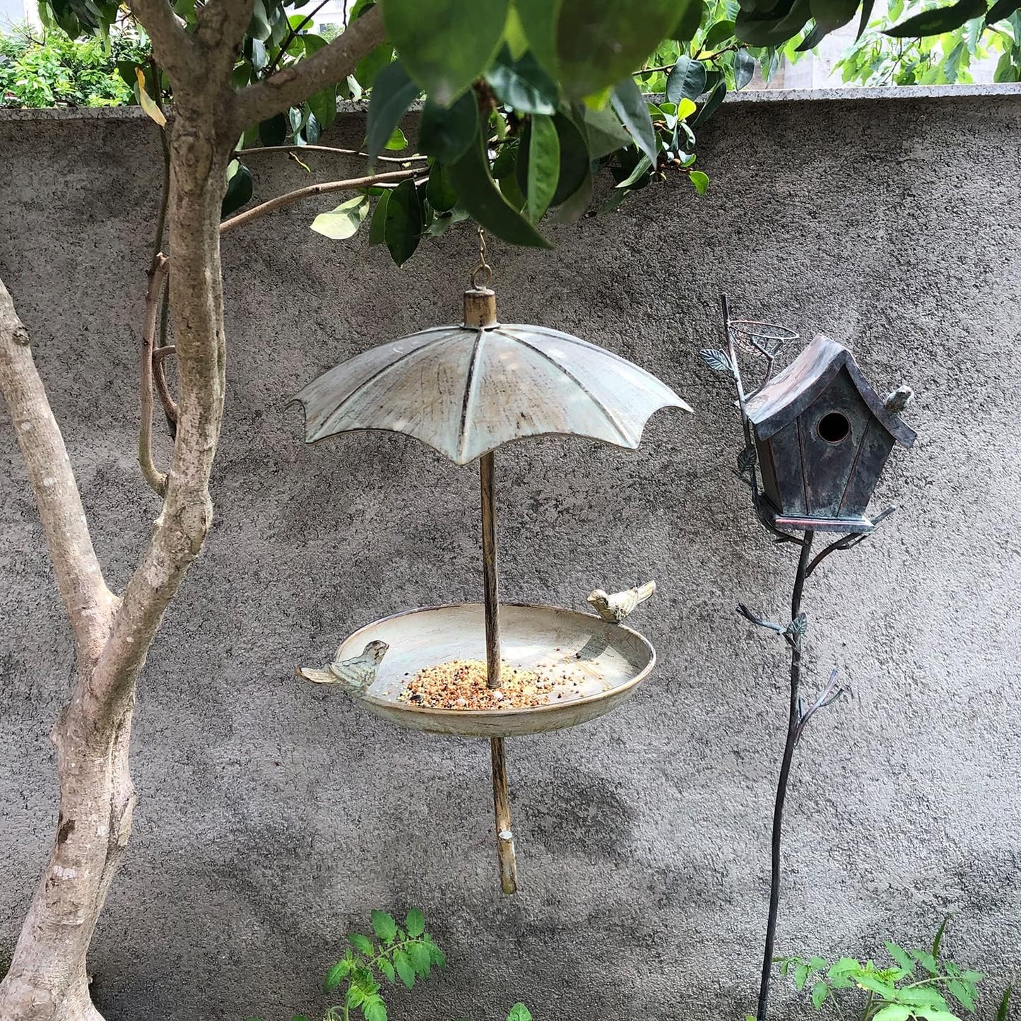 Jemeni Umbrella Bird Feeder - Decorative Metal Outdoor Hanging Feeder
