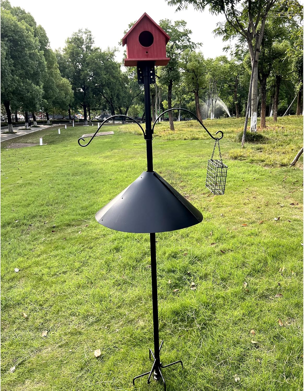 Bird Feeder Pole Squirrel-Proof, 93 Inch Heavy Duty Bluebird House Pole Kit for Outdoor Garden, Feeder Stand Adjustable with 5-Prongs Base for Hanging Plants, Bird Feeders (Shape 1)