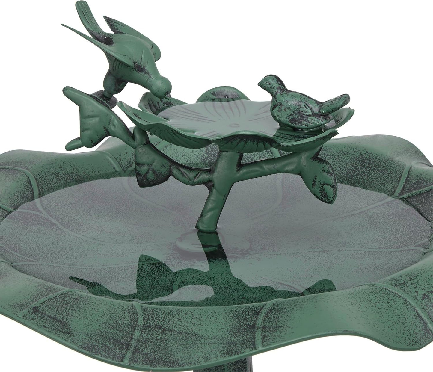 Alpine Corporation 33" Tall Outdoor Lotus Birdbath Yard Statue, Stunning Garden Accent to Attract Birds - Durable Polypropylene Construction for Patio, Deck, or Yard, Green
