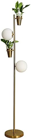2 Light Floor Lamp Modern 2 Way Lamp with E27 White Glass Shades 2 Metal Plant Pots Tall Lamp Stand for Living Room Bed Room Office 154cm Gold