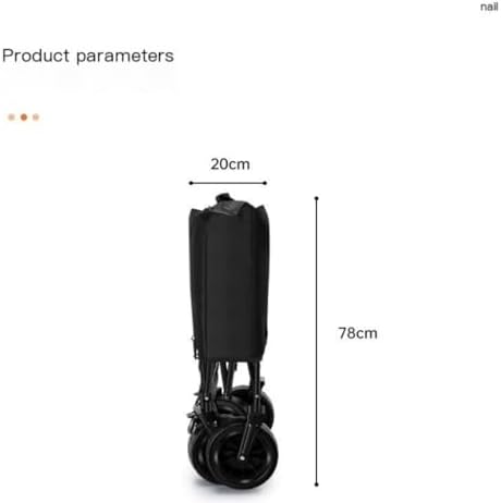 Portable Camping Cart,Outdoor Folding Beach Camping Trolley Cart with Portable Picnic Storage Mobile Outdoor Camper Cart (Black)