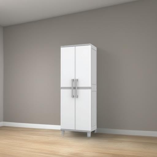 Keter Storage Cabinet with Doors and Shelves for Laundry Room, Garage,