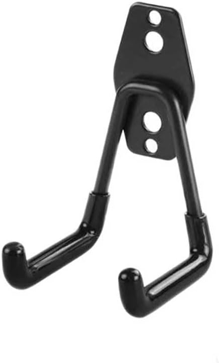 Teensery 2 Pcs Garage Hooks Wall Mounted Garage Storage Utility Hooks Double Hooks Garage Hanger Organizers Garden Tools, Black
