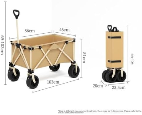 Portable Camping Cart,Outdoor Beach Camping Trolley Cart with Off Road Wheels for Picnics and Gatherings (Black)