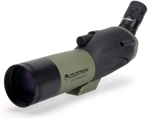 Celestron – Ultima 65 Angled Spotting Scope – 18 to 55x65mm Zoom Eyepiece – Multi-Coated Optics for Bird Watching, Scenery and Hunting – Waterproof and Fogproof – Includes Soft Carrying Case