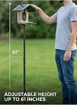 Smart Bird Feeder Pole Stand – Upgraded Wide & Sturdy Metal Design for