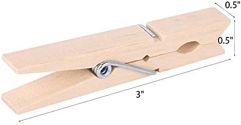 100pcs Clothes Pins Wooden Clothespins 3inch Heavy Duty Wood Clips for Hanging Clothes Pictures Outdoor