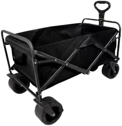 Portable Camping Cart,Portable Folding Beach Trolley Cart for Outdoor Camping Hand Pulled Trailer with Picnic Travel Equipment Black Color Ideal for Beach and Camping Trips.