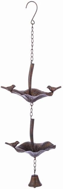 Napco Imports Mushroom and Bird 24 Inch Dark Brown Metal Outdoor Hanging Wild Birdfeeder Windchime