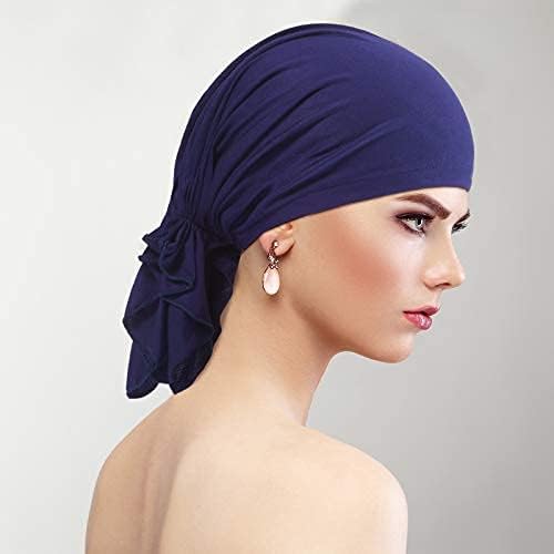 4 Pieces Slip-On Pre-Tied Head Scarves Women Headwear Turban Beanie Ca