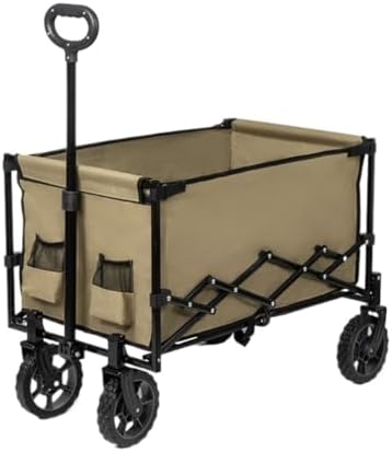 Portable Camping Cart,Outdoor Folding Beach Trolley Cart for Picnic Camping Portable Supermarket Shopping Cart with Cargo Trailer Black Color