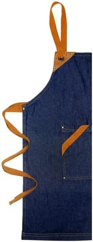 100% Cotton Denim Kitchen Apron with Pocket and Adjustable Neck with L