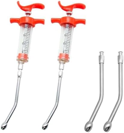 2 Pieces Goat Syringe with 4 Drench Nozzle Adjustable Dosage ,Reusable