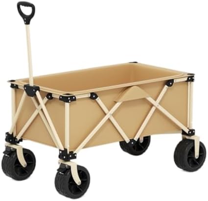 Portable Camping Cart,Outdoor Beach Camping Trolley Cart with Off Road Wheels for Picnics and Gatherings (Black)
