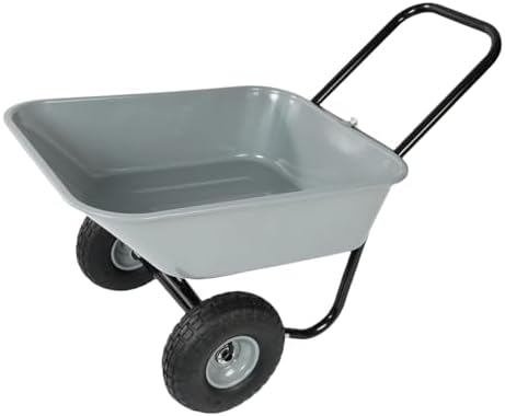 10" Pneumatic Wheel Barrow - Two-Wheeled Garden Cart for Easy Transpor