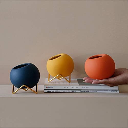 WALNUTA Nordic Iron Frame Ceramic Succulent Flowerpot Special-Shaped E