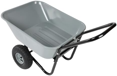 10" Pneumatic Wheel Barrow - Two-Wheeled Garden Cart for Easy Transportation, Heavy Duty, Durable, Perfect for Lawn Care, Yard Work, and Outdoor Projects.