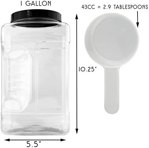 Cornucopia Brands Square Gallon Size Clear Plastic Canisters (2-Pack);