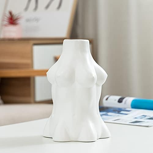 Female Body Vase, Ceramic Body Vase, Unique Boob Planter, Body Vase Female Form, Women Bust Planter,Table Decor Modern Flower Vase for Home Office Shops 5.51 * 6.69 inches (Large White)