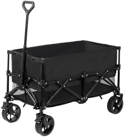 Portable Camping Cart,Outdoor Camping Beach Trolley Cart Foldable Trailer Portable Lift Trolley Black