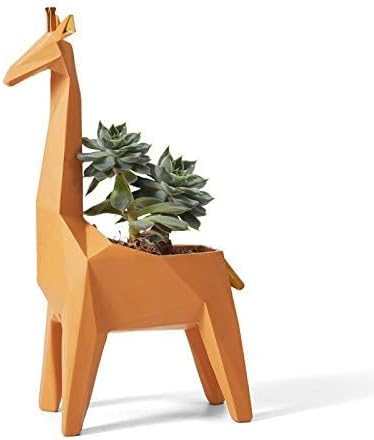 HAUCOZE Giraffe Planter Gifts Statue Animal Sculpture Decor Modern Figurine Arts Polyresin 9.3inch