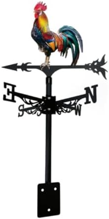 Colorful Rooster Weather Vane Spinner Wind Direction Farm Scene Stake 