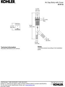 KOHLER K-9110-VS Air Gap Body with Cover, One Size, Vibrant Stainless