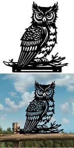 WADORN Owl Metal Garden Yard Art Decor, Bird on Branch Iron Decorative Garden Stakes Wild Animal Black Silhouette Outdoor Fence Decor for Tree Wall Ornaments Yard Art Outdoor Decor Garden Decor