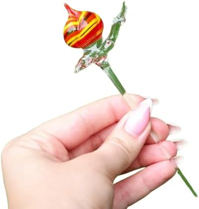 Glass Snail Plant Stake Figurine – Hand-Blown Murano Style Miniature – Art Glass Snail for Flower Pots & Planters – Garden & Terrarium Decoration for Plant Lovers