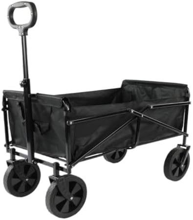 Portable Camping Cart,Foldable Beach Trolley Cart for Camper Outdoor Stroller Travel Equipment Supplies for Picnic Outdoor Carts for Camping Black Color