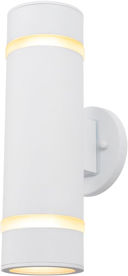 Cerdeco Stainless Steel Modern Porch Light Outdoor Wall Lighting Cylinder Wall Sconce Suitable for Garden & Patio,White Finished[ UL-Listed ]