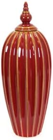 Urban Trends Collection UTC 72005 Small Red Ceramic Pot with Gold Line