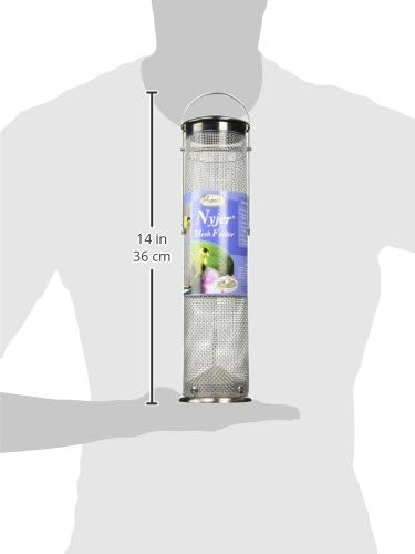 Aspects Nyjer Seed Mesh Wire Finch Bird Feeder, Brushed Nickel,Medium
