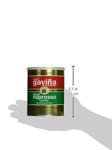 Café Gaviña Decaf Espresso Roast, Extra Fine Ground, 100% Arabica, Dark Roast, 10 oz Can