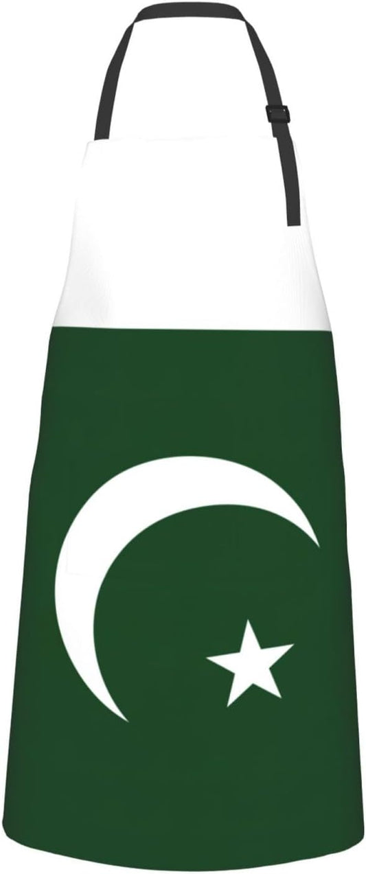 Flag of Pakistan print Waterproof chef's apron with pocket apron for kitchen cooking baking barbecue and gardening
