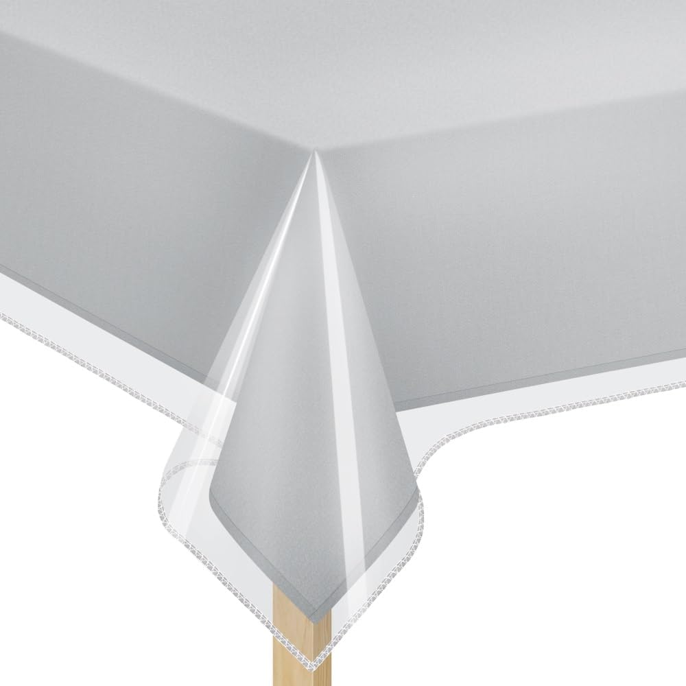 Elaine Karen Clear Plastic Table Cover Protector 100% Waterproof Table Protector Crystal Clear Plastic Tablecloth Cover for Dining Table Heavy Duty Vinyl, 54" x 72" Rectangle