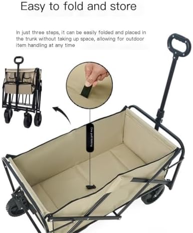 Portable Camping Cart,Beach Trolley Cart for Off Road Camping Portable Folding Campervan Trailer for Picnic Night Market Stall Outdoor Carts Ideal for Outdoor Adventures and Trav