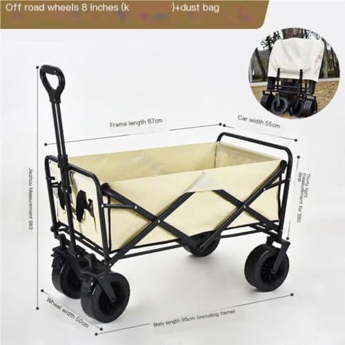 Portable Camping Cart,Beach Trolley Cart for Camping and Picnics Off Road Wheels Folding Design Small Pull Cart for Outdoor Activities Outdoor Camping Equipment(A)