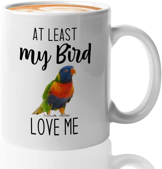 Bird Lover Coffee Mug 11oz White - Bird loves me - Hummingbird Nest Cage Parrot Dad Gardening Outdoor Birdwatcher Feeder