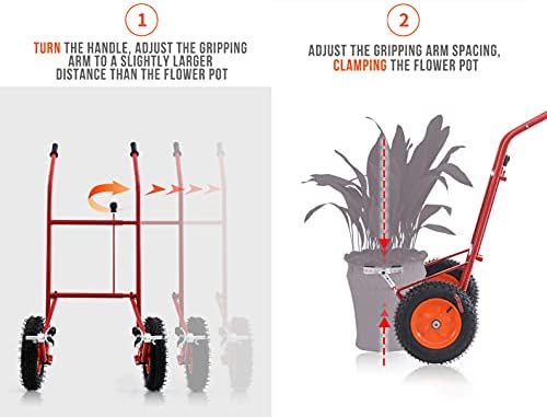 Adjustable Garden Pot Mover with Flat-Free Wheels - Heavy-Duty Potted Plant Transporter, Max 440 Lbs Capacity, Includes Assembly Tool for Effortless Gardening