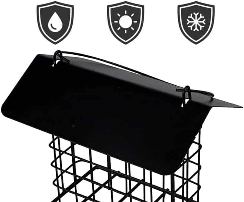 Durable Roof Top Bird Parrot Suet Reusable Feeder Stand for Outside Garden Yard Patio Hanging Metal Suet Cake Holder Squirrel Proof Weatherproof for Wild Hummingbird Woodpecker